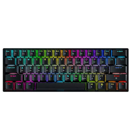 Mini 61Key Wireless Tri-mode Keyboard Bluetooth RGB Backlight Silent Mechanical Feel Portable Film Keyboard For Game Office Home