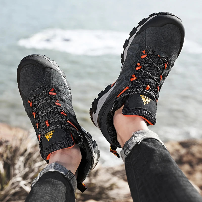 HIKEUP Scarpe da trekking in pelle di alta qualità, resistenti, da outdoor sportivo, da uomo, con lacci, per escursionismo, arrampicata e caccia