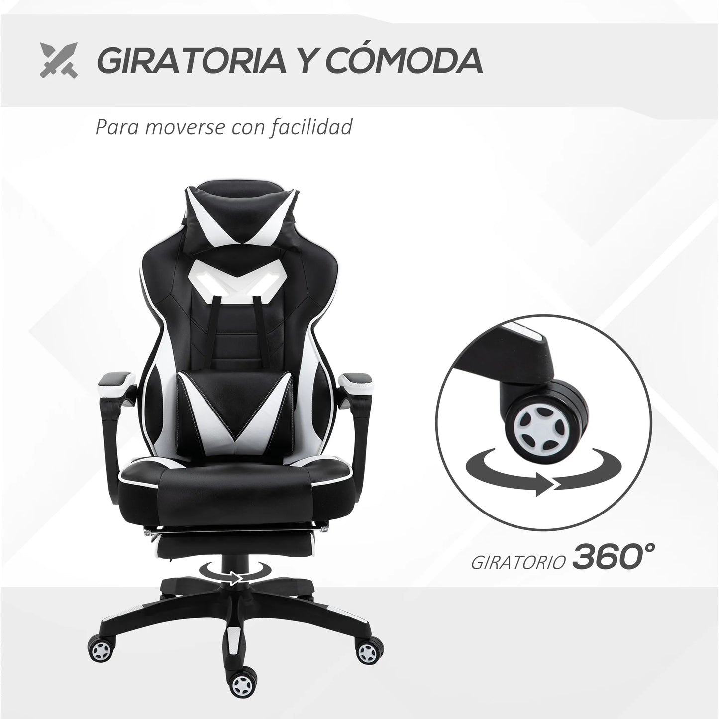 Sedia da gaming ergonomica Vinsetto con schienale reclinabile 65X70X118.5-126.5Cm
