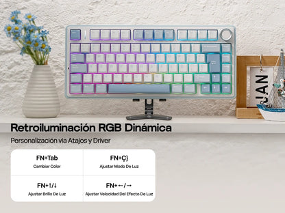 EPOMAKER AULA F75 ISO-ES 75% spagnola QWERTY Hot-Swap, tastiera meccanica da gaming cablata/Bluetooth/wireless 2.4GHz con montaggio gasket e retroilluminazione RGB