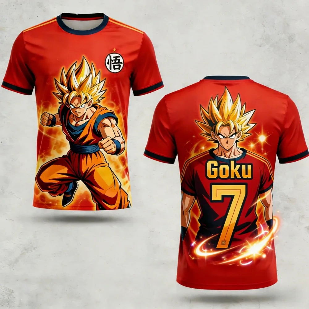 Camiseta casual Dragon Ball de verano 2026 para hombre, estampado 3D, manga corta, moda holgada, camiseta deportiva transpirable para mujer y niños