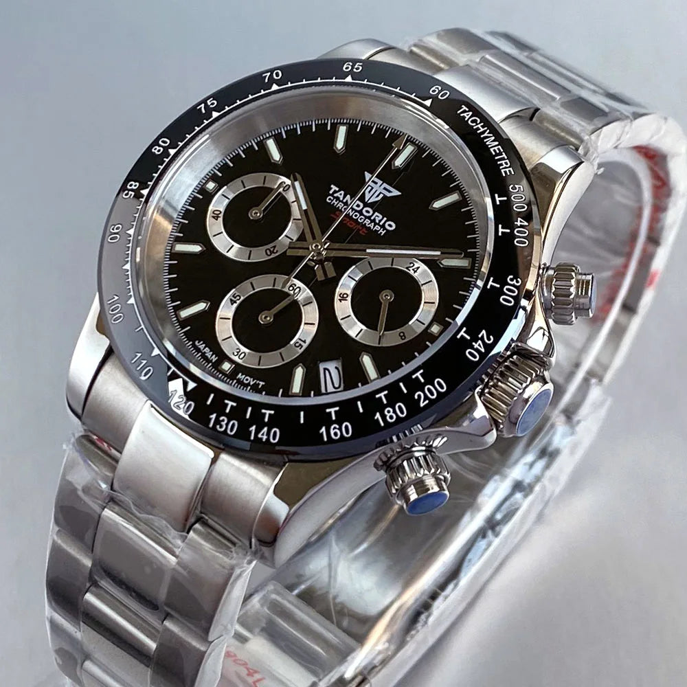 Orologio da uomo Luxury VK63 con movimento al quarzo, cronografo business 39mm in acciaio/oro rosa, datario e quadrante luminoso