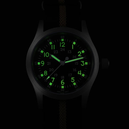 Militado ML05 38mm Military Field Watch VH31 Sweep Quartz Movement Domed Sapphire Crystal Waterproof 100M Super Luminous Watches