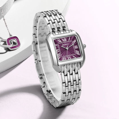 BERNY Luxury Brand Women's Watch New In High Quality S/S Square Ladies Quartz Watches Fashion Elegant Business Wristwatch