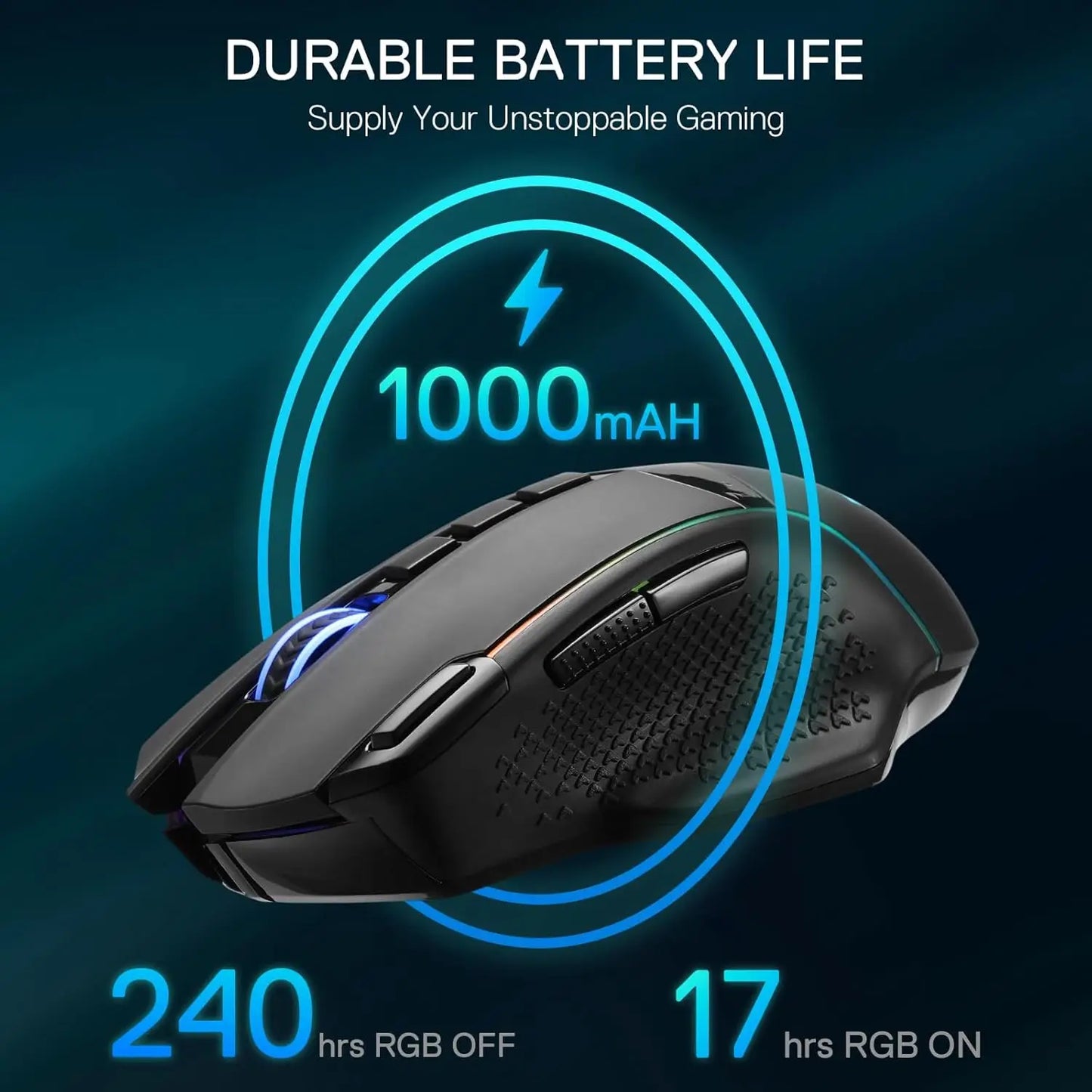 Mouse gaming wireless Redragon M991 26000 DPI, 3 modalità, 9 pulsanti macro, retroilluminazione RGB, nero