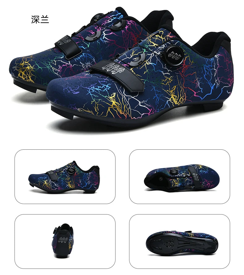 Zapatillas de ciclismo nuevas para hombre con cierre automático para carretera, montaña y exterior; zapatillas deportivas de ciclismo para mujer para spinning indoor