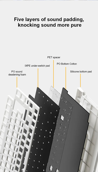 Teclado mecánico gaming esports AULA AU75 de tres modos, 81 teclas, teclas PBT, hot-swappable, RGB, teclado inalámbrico para PC de escritorio y escritura