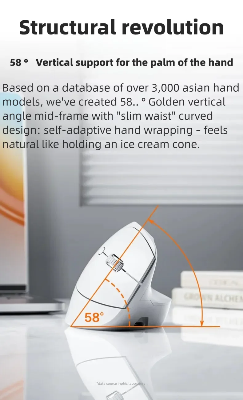 Inphic X9 PRO Vertical Wireless Mouse Type-C Fast Charging Ergonomic Silent Office Mouse For Laptop PC Computer Gaming Mouse