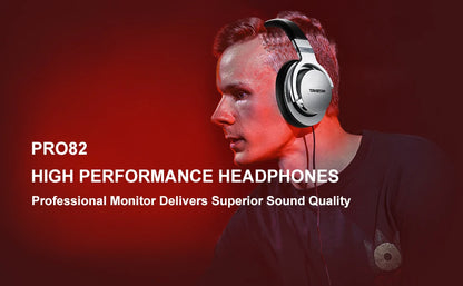 Auriculares de monitorización profesional Takstar PRO82 – Auriculares de estudio HiFi estéreo con cable para grabación, gaming y sonido preciso con graves ajustables