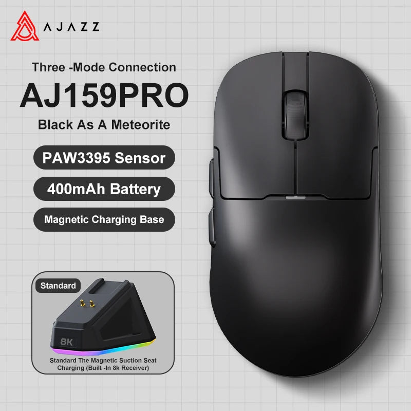 AJAZZ AJ159 APEX Wireless Gaming Mouse, Lightweight RGB Gaming Mouse with Magnetic Charging Dock, Bluetooth & 2.4GHz, Up to 30,000 DPI for PC & Laptop