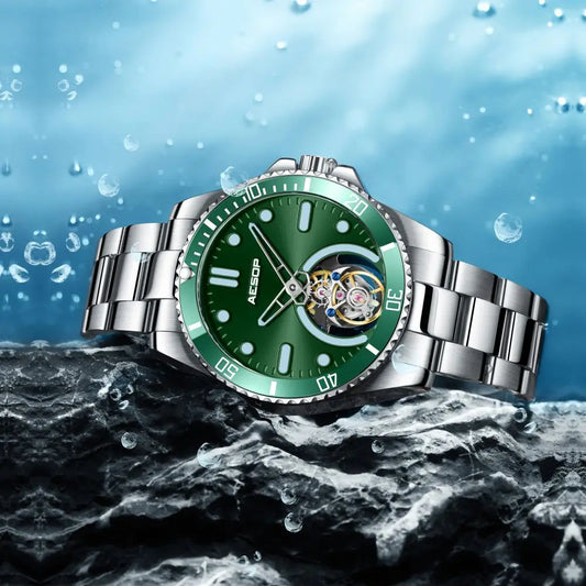 AESOP 2025 Men Flying Tourbillon Mechanical Wristwatch Male Skeleton Luxury Sapphire Watch Mens Waterproof Super Luminous Clocks
