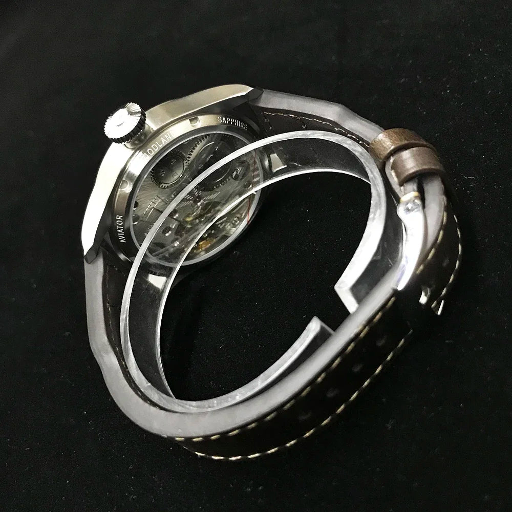Reloj mecánico para hombre Hruodland 2025 nuevo, Seagull ST3620, piloto retro 43MM, luminiscencia Bgw-9, cristal de zafiro, turbina