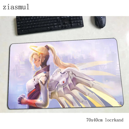Tappetino per mouse Overwatch, elegante tappetino per computer 70x40cm, gaming mousepad grande XL, tappetino per mouse e tastiera per giochi PC e scrivania gamer