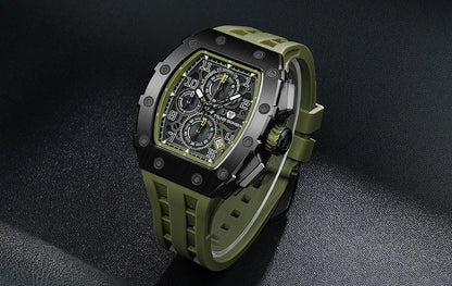 Reloj TSAR BOMBA para hombre, marca de lujo, diseño tonneau, impermeable, de acero inoxidable, reloj de pulsera de moda rectangular para hombre