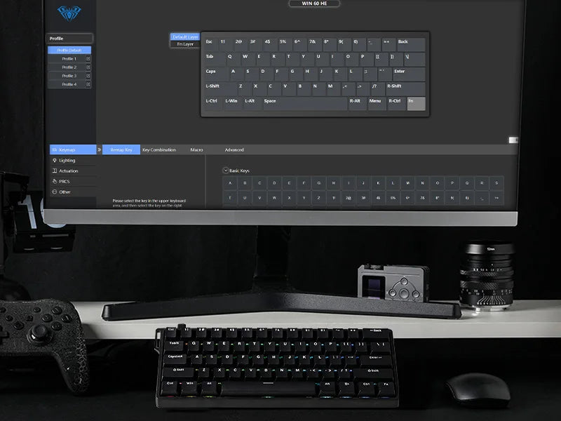 Teclado mecánico con cable AULA WIN60 HE/WIN60 HE MAX 60% con estructura tray-mount hot-swap e interruptores magnéticos Hall Effect