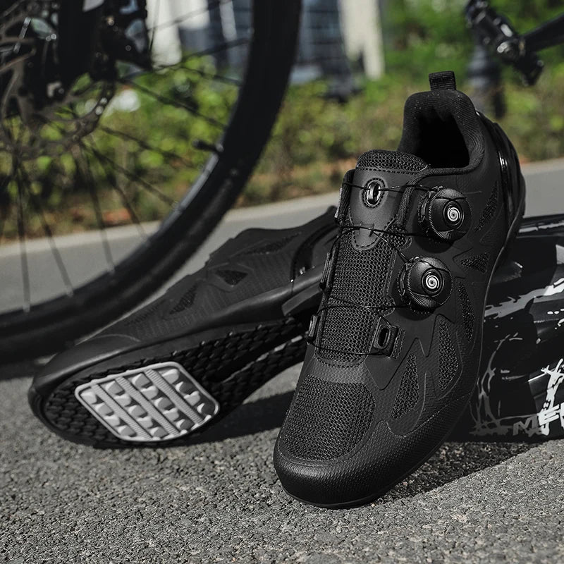 Zapatillas de ciclismo de montaña para hombre sin cierre, sin calas, para bicicleta de carretera RB Speed; zapatillas de ciclismo sin calas, tipo sneaker, para pedales planos MTB, mujer