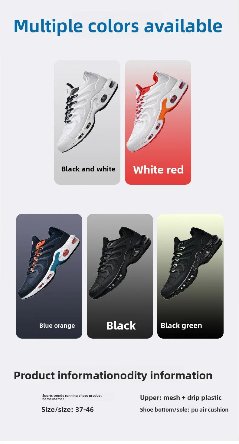 Men's air cushioned running shoes, marathon sports, breathable and lightweight, women's comfortable and non slip casual shoes
