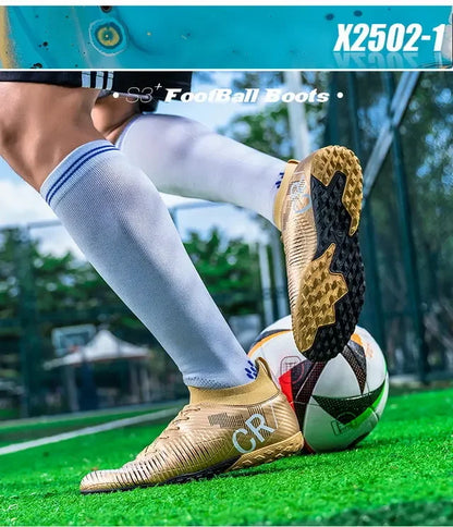 Scarpe da calcio per bambini antiurto sulla punta, chiusura con lacci, tacchetti corti antiscivolo, resistenti all’usura e traspiranti, per partite su erba all’aperto