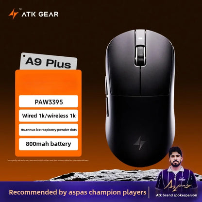 Mouse gaming wireless Bluetooth ATK Dragonfly A9, design ergonomico, risposta rapida, PAW3950 Ultra, 800mAh, leggero, 8KHz, eSport