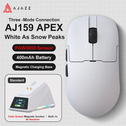 AJAZZ AJ159 APEX Wireless Gaming Mouse, Lightweight RGB Gaming Mouse with Magnetic Charging Dock, Bluetooth & 2.4GHz, Up to 30,000 DPI for PC & Laptop