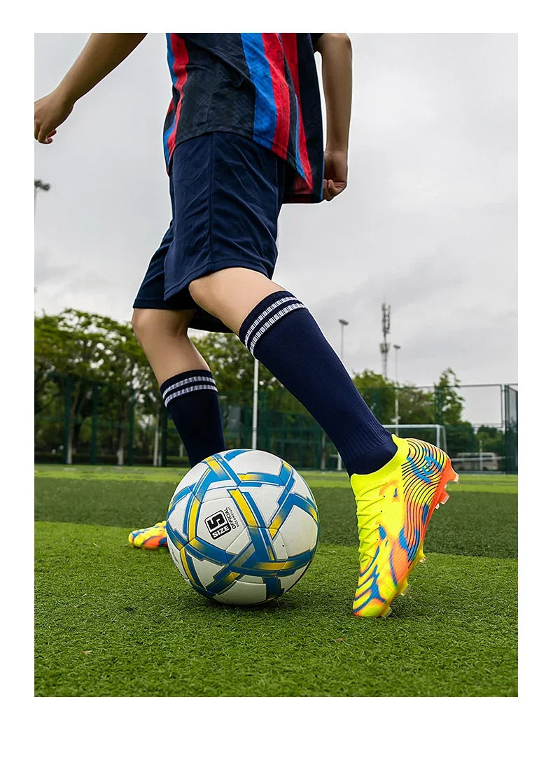 New Men Football Boots Outdoor Sneakers High-quality Grass Cleats Soccer Shoes Boys Match Hot-selling Non-Slip High-top Light
