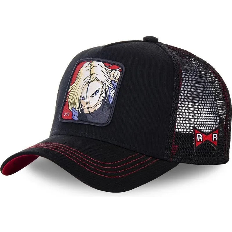 Dragon Ball Buu Goku-kasket – sommerrejse-kasket med skygge til mænd, broderet, hiphop-stil, solskærm, justerbar trucker-meshkasket