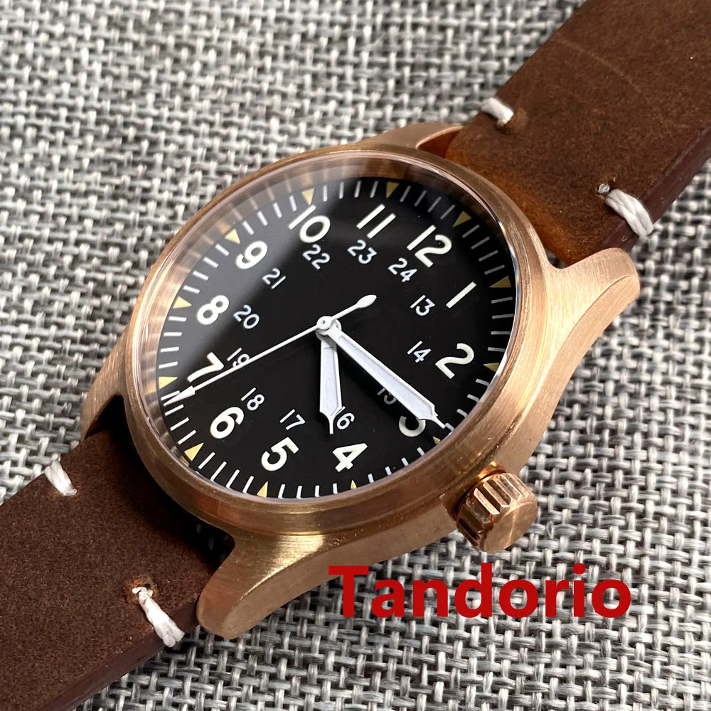 Tandorio NH35A PT5000 Solid Full Cusn8 Bronze 200m Waterproof 39mm Automatic Men Watch Sapphire Crystal Date C3 Luminous Marks