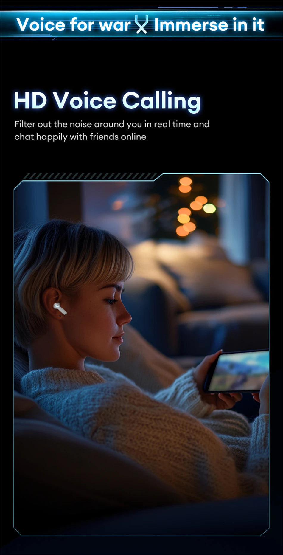 Lenovo XT53 Wireless Bluetooth 5.4 Gaming Earbuds – LED Display, Waterproof Noise Isolating Earphones with Low Latency & Microphone