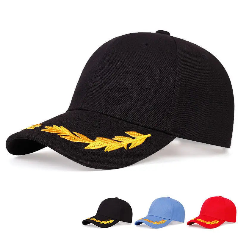 Cappellino da baseball regolabile da uomo con logo personalizzato, per primavera e autunno, ricamo a spiga di grano tinta unita, cappellino trucker fashion da donna, cappello con visiera FS parasole
