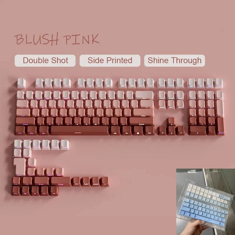 Nuevas teclas para teclado mecánico gaming 60/64/84/98/108 con interruptores MX, 135 teclas OEM PBT con grabado lateral y color degradado rojo y negro