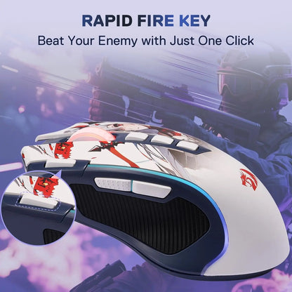 Redragon M612AK PRO RGB Gaming Mouse Wireless & Wired, 8000 DPI Optical Gaming Mouse with 9 Programmable Buttons, RGB Backlit Ergonomic Gaming Mouse