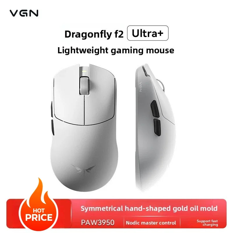 VGN Dragonfly F2 ProMax/Ultra E-Sports-Gaming-Maus 42000DPI 0.125ms für CSGO, Latenz kabelgebunden/kabellos, Dual 8K, 3 Modi, PAW3395/3950