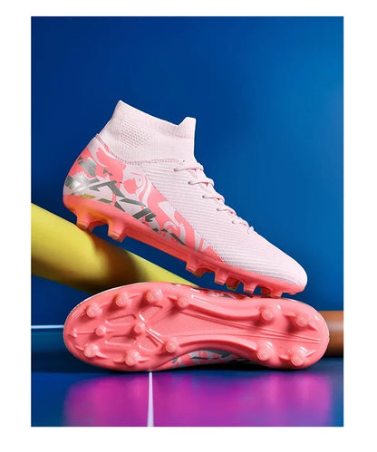 Chaussures de football roses tendance, chaussures de football professionnelles légères pour hommes, chaussures de football antidérapantes, crampons de football originaux, baskets