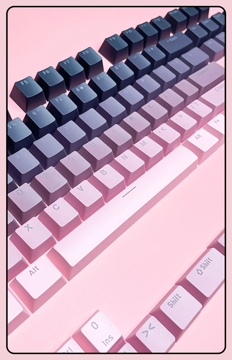 Black Pink Gradient Keycaps For Cherry Mx Switch Mechanical Keyboard OEM Profile PBT Keycap backlit RGB Gamer ISO Layout Key cap