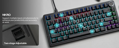 EPOMAKER x AULA F75 Teclado mecánico con cable 75% ANSI US Layout, montaje gasket, hot-swap, para Mac/WIN/Android, con perilla
