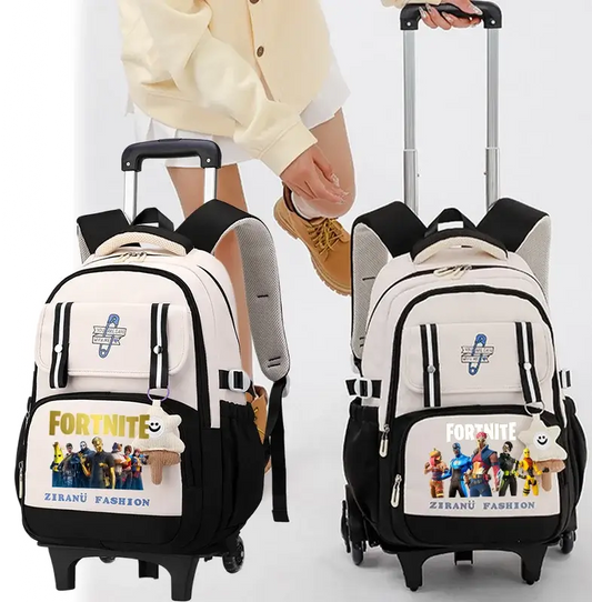 Fortnite Student Rolling Backpack Large Capacity Waterproof Lightweight Design Minimalist Laptop School Bag Casual Travel Bag