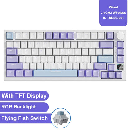 AJAZZ AK820 / AK820Pro Gaming Mechanical Keyboard 75% 82 Keys Wired Single Mode/Bluetooth Wireless Gamer Keyboard for Laptop PC