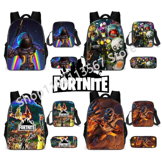 Fortnite Kids 3pcs Backpack Set Women Backpacks Office Stationary for Teenage Girls Boys Laptop Backpack Casual Travel Rucksack