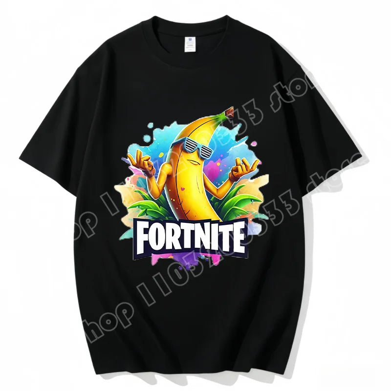Fortnite Crew Neck T Shirt Unisex Adult Game Dance Fashion New Pure Cotton Short Sleeve Tops Perfect for Casual Wear Vacations