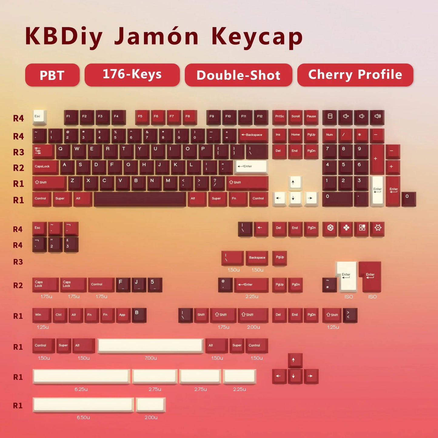 Keycaps KBDiy GMK Illusion perfil Cherry de PBT de doble inyección ISO para kit de teclado mecánico gamer, estilo retro gaming