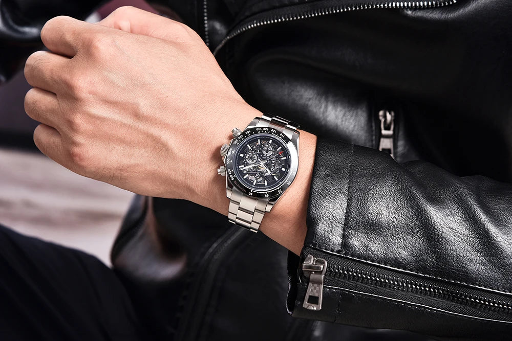 Reloj mecánico automático PAGANI DESIGN para hombre, de acero inoxidable, resistente al agua 10Bar, deportivo, de lujo casual para hombre
