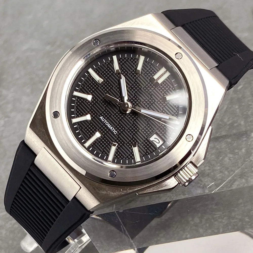 Orologio meccanico da uomo Tandorio New Black Luxury in stile business engineer, vetro zaffiro, impermeabile 100m, movimento automatico NH35A