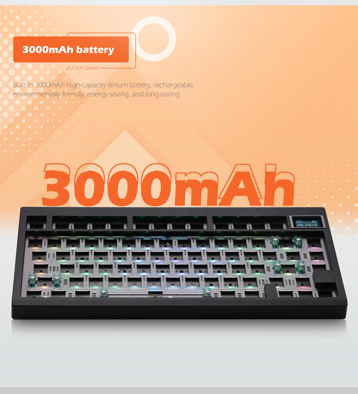 Kit de teclado mecánico ZUOYA GMK81 hot-swappable Bluetooth 2.4G inalámbrico con retroiluminación RGB, estructura gasket y soporte para