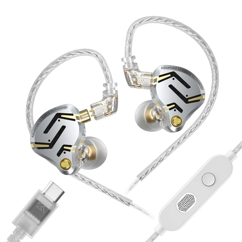 KZ ZS12 PRO 2 Hybrid-IEM-Kopfhörer – HiFi-Bass kabelgebundene Gaming-Ohrhörer mit superlinearen Treibern