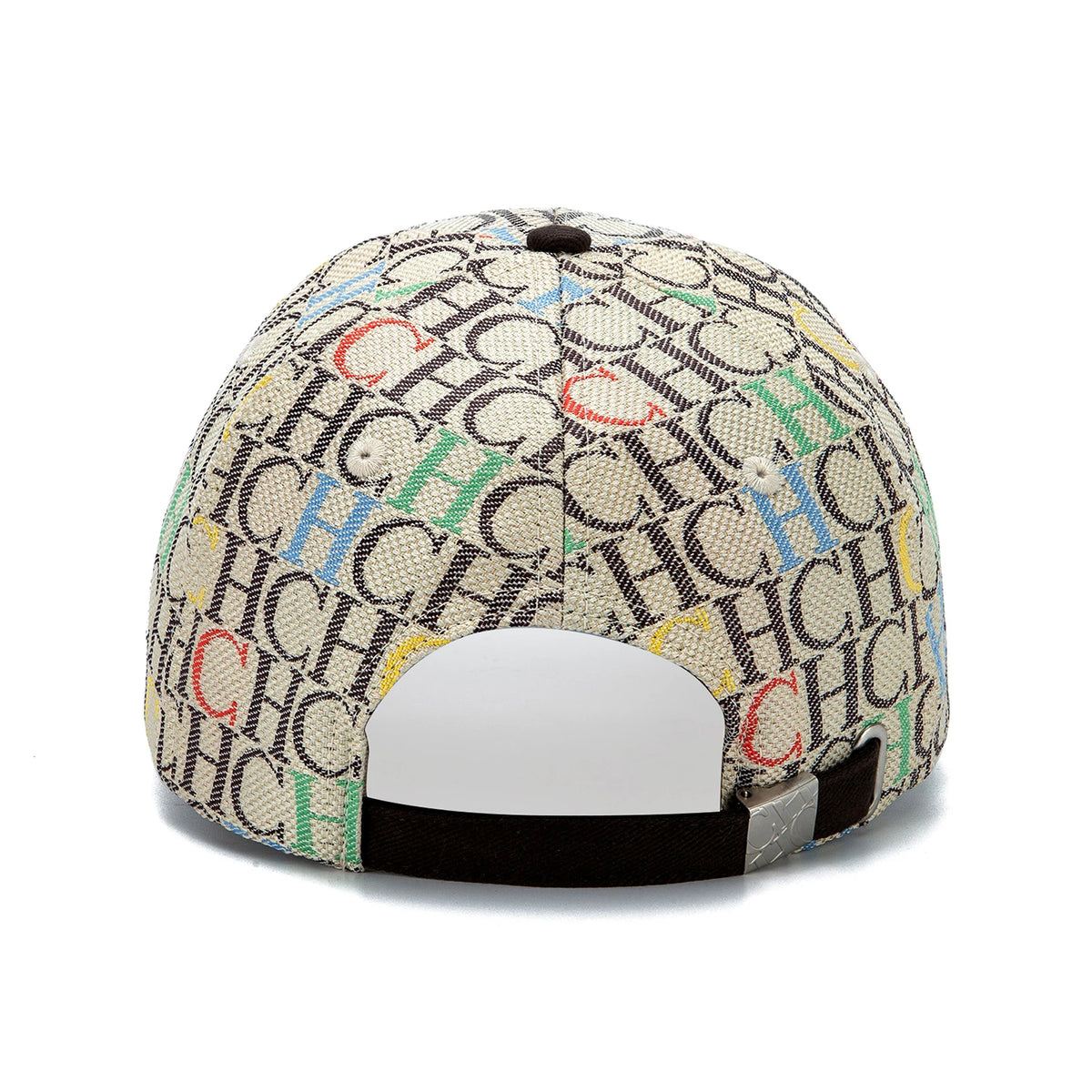 CH Monogram Print Baseball Cap Structured Adjustable Unisex Dad Hat Sun Visor Streetwear Black Woven Fabric Casual Cap