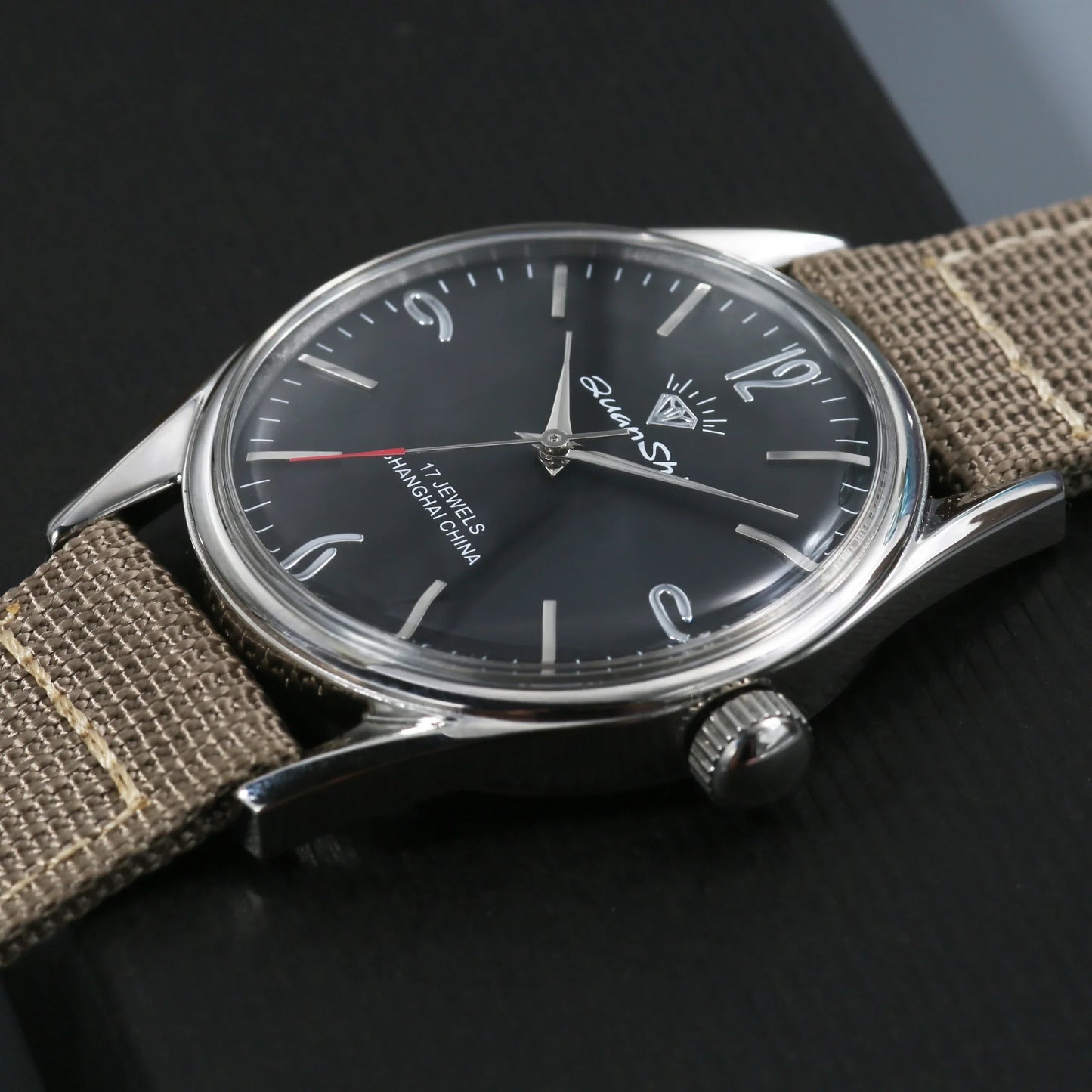 Shanghai Diamond Mechanical Watch Men's Manual Winding Watch 7120 Movement 38MM Stainless Steel Waterproof Men's Gift
