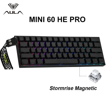 Teclado mecánico inalámbrico AULA Mini60 HE/Pro/Max 60% con interruptores magnéticos RGB, trimodo, 8000Hz, 0.01mmRT para PC, regalos para gamers