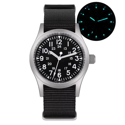 Militado ML05 Military Watch VH31 Sweep Quartz Movement Top Hat Domed Sapphire Crystal Vintage Watch 100m Waterproof Mens Watch