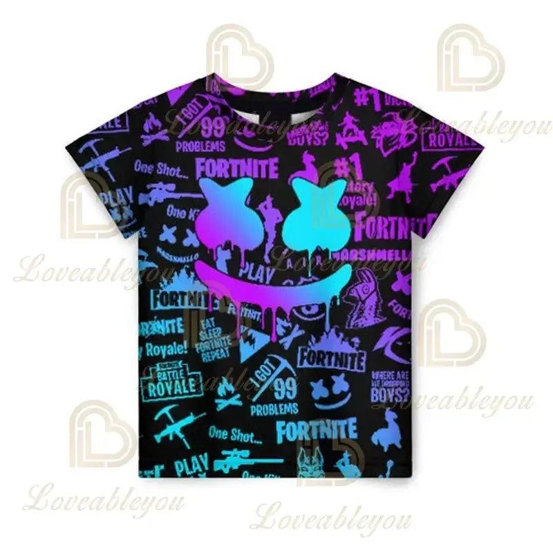 Camiseta 3D Battle Royale Fortnite, camisetas para hombres y mujeres, niños y niñas, tops de dibujos animados Victory, ropa para adolescentes, camisetas y tops infantiles de héroes de videojuegos