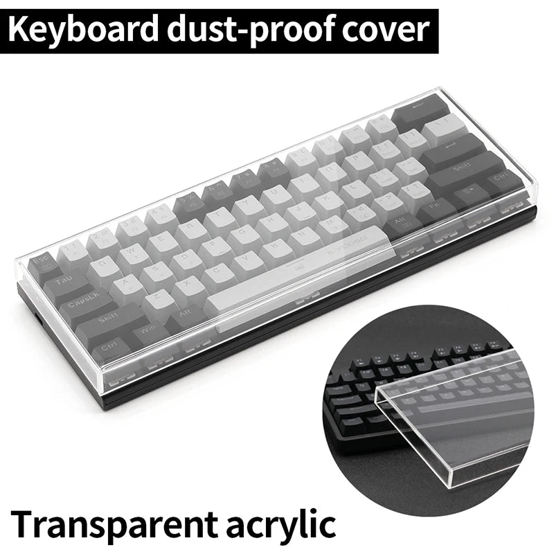 Funda protectora transparente de acrílico para teclado mecánico, cubierta antipolvo para teclado de 60/61/64 96 98 104/108 teclas, funda para ratón y teclado